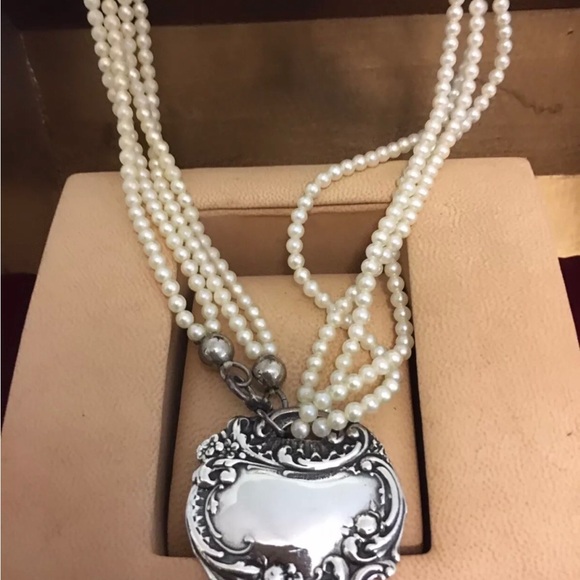 Vintage Foree Hunsicker Sterling 925 Faux Pearl Necklace 20”Length - Picture 3 of 5